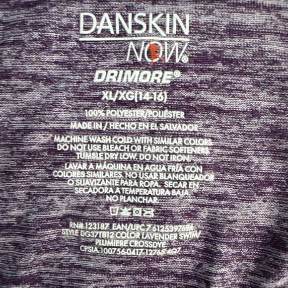 Danskin Now Drimore Purple Activewear Longsleeve Top Thumb Holes Girls 12/14 NWT - Picture 4 of 9